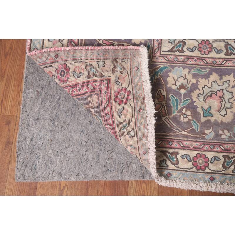 Hand Knotted Oriental 100% Wool Carpet Traditional Floral Pink Tabriz Area Rug - 12' 11'' X 9' 9''