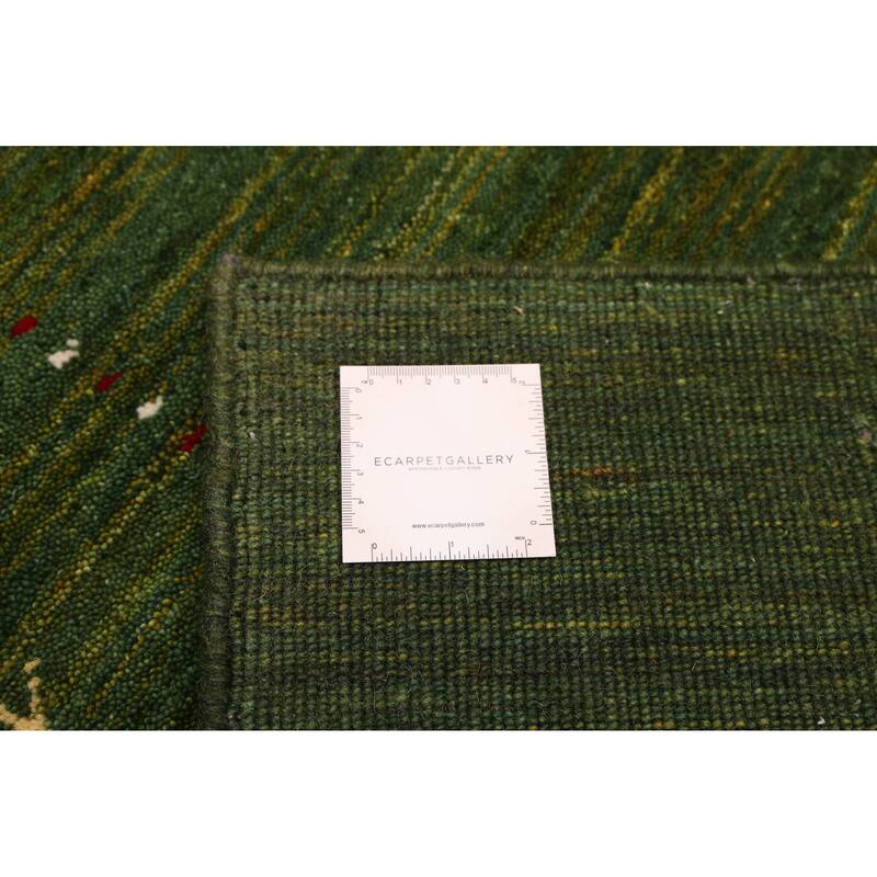 ECARPETGALLERY Hand Loomed Kashkuli Gabbeh Green Wool Rug - 5'0 x 7'11