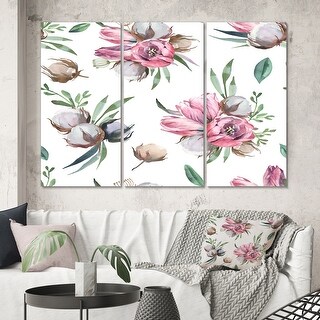 Designart "Bouquet Of Tulip And Cotton" Traditional Canvas Wall Art ...