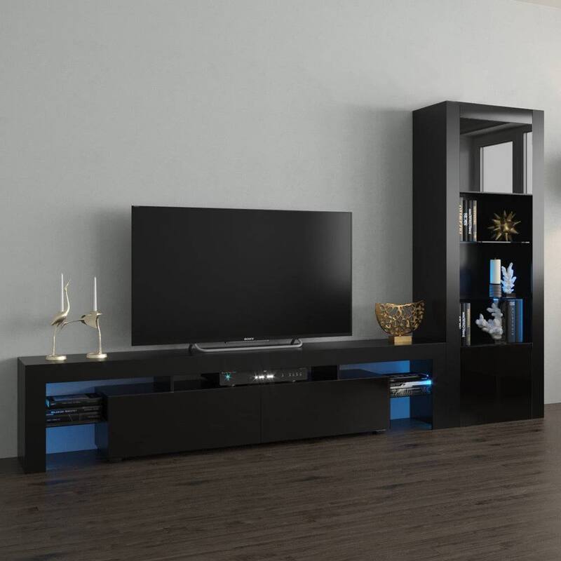 Strick & Bolton D'Olivier Modern TV Stand and Bookcase - Black