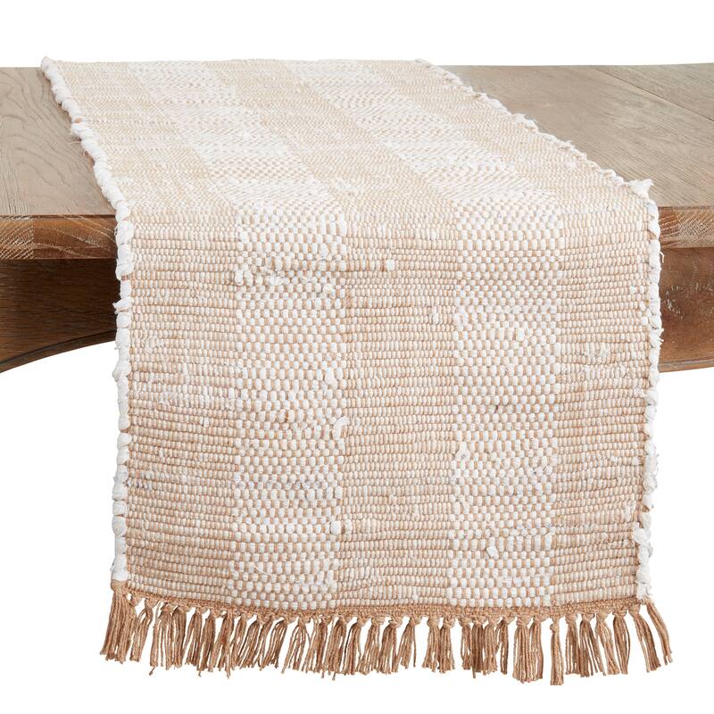 Striped Design Chindi Table Runner - 16"x72" - Natural