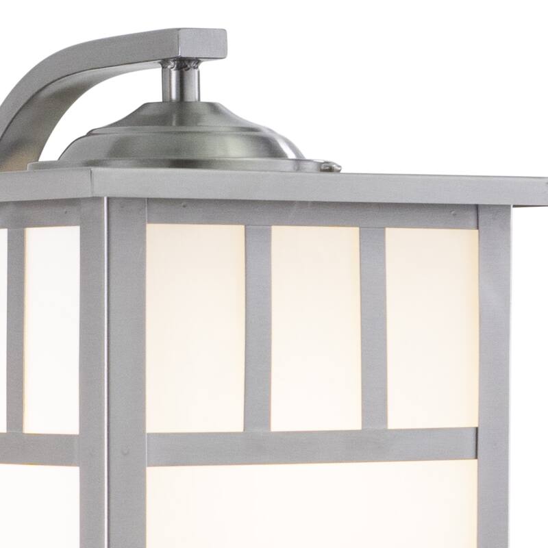 Mission Stainless Steel 1 Light Rectangle Outdoor Wall Lantern White Glass - 7-in W x 9-in H x 9.25-in D