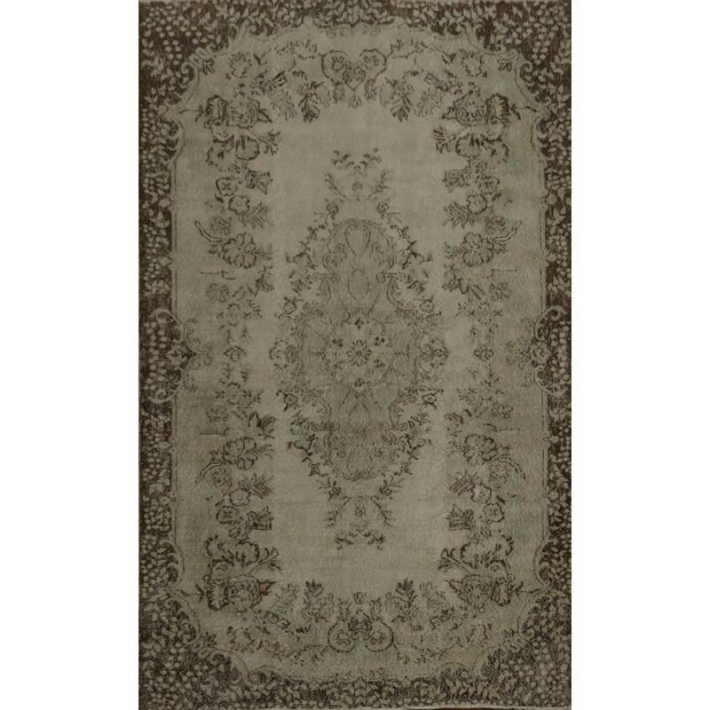 Hand Knotted Oriental 100% Wool Carpet Transitional Floral Beige & Ivories Anatolian Area Rug - 9' 2'' X 5' 9''