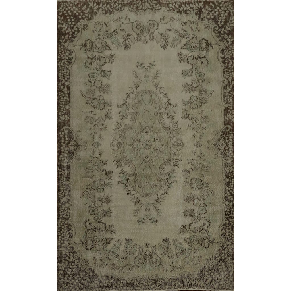 Hand Knotted Oriental 100% Wool Carpet Transitional Floral Beige & Ivories Anatolian Area Rug - 9' 2'' X 5' 9''