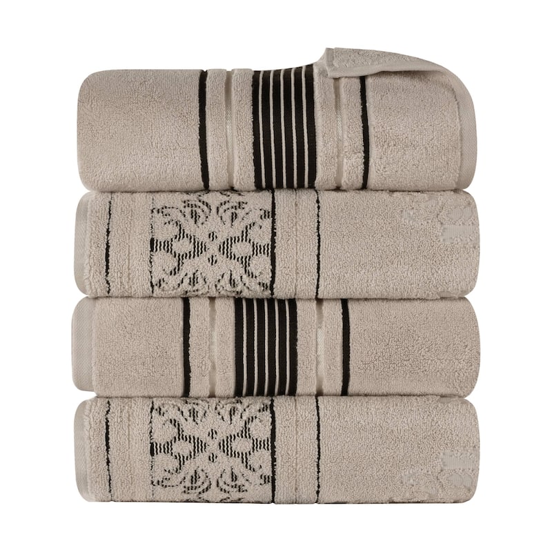 Superior Sadie Zero Twist Cotton Solid and Floral Bath Towel Set of 4