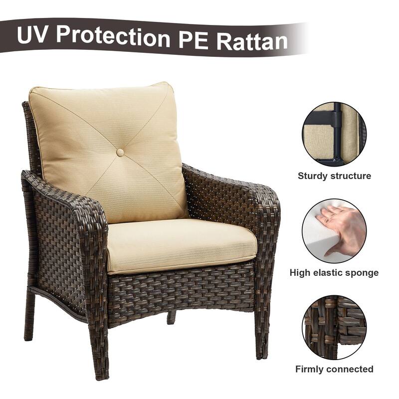 2 Pieces PE Rattan Wicker Chairs Outdoor Garden Chairs