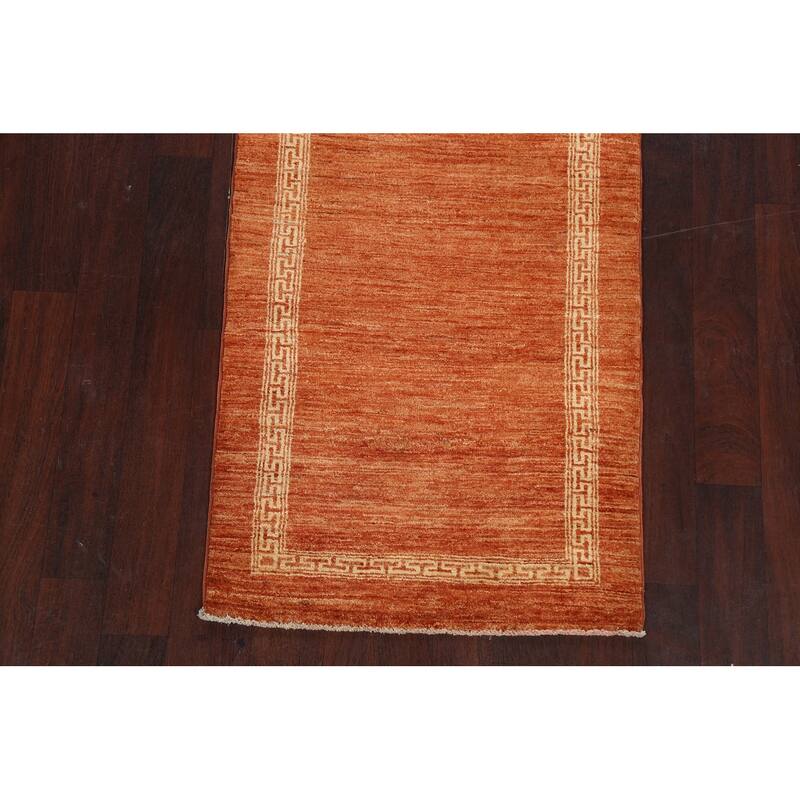 Modern Bordered Gabbeh Kashkoli Oriental Runner Rug Wool Hand-knotted - 2'10" x 9'0"