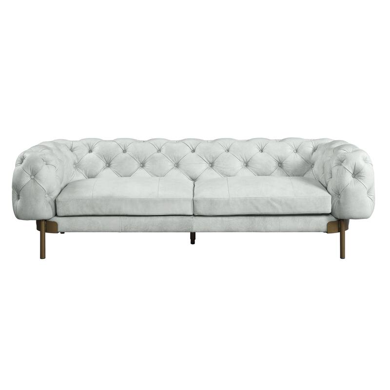 Jonia Vintage White Button Tufted Sofa