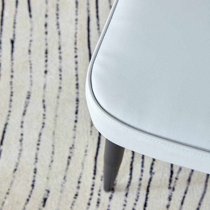 Table and chair set,Modern Marble Pattern MDF Dining Set - with 4 PU chairs with a vertical stripe design on the backrest