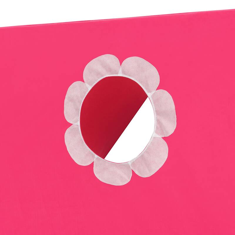 Full Size Loft Bed with Slide, Pink Tent, and Play Tower - Pink