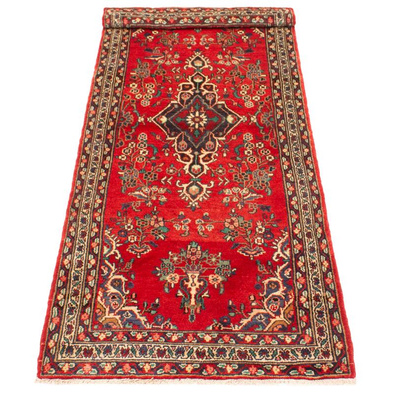 ECARPETGALLERY Hand-knotted Andelz Red Wool Rug - 3'6 x 9'6