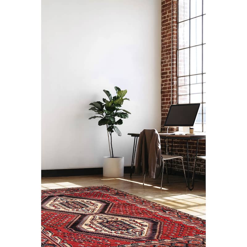 ECARPETGALLERY Hand-knotted Melis Vintage Red Wool Rug - 4'9 x 6'4