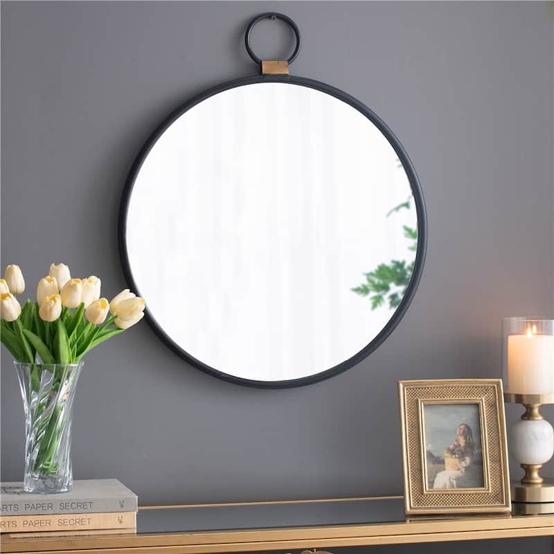 Wall Mirror with Black Frame, Contemporary Minimalist Accent Mirror