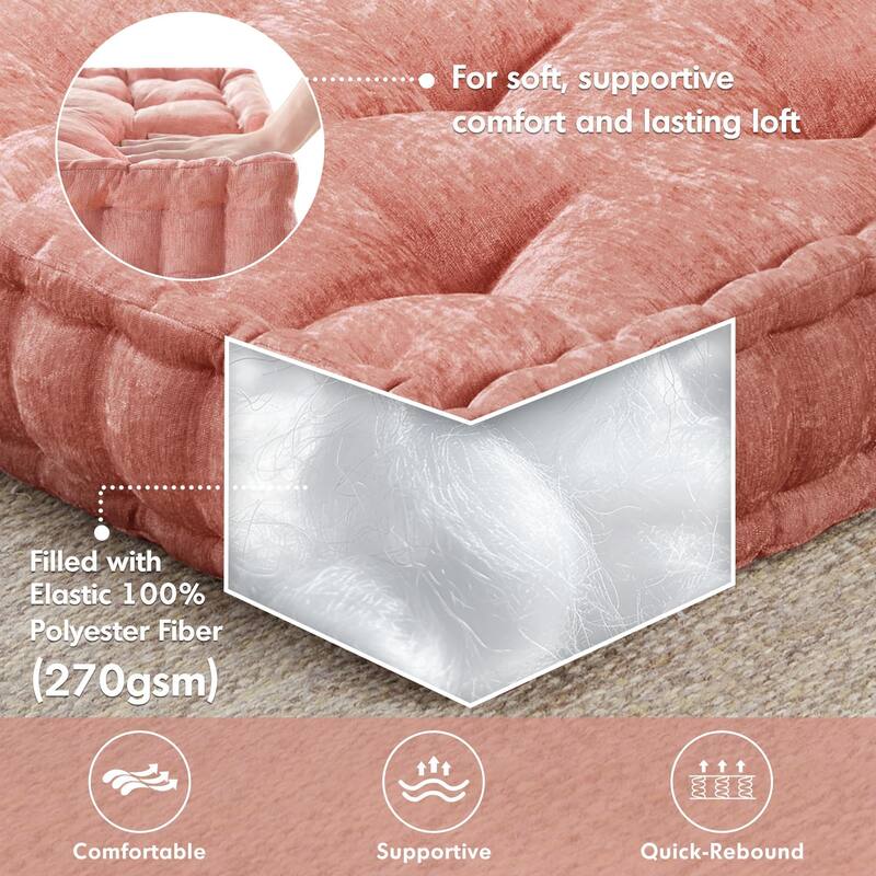 Intelligent Designs Charvi Poly Chenille Square Floor Pillow Cushion