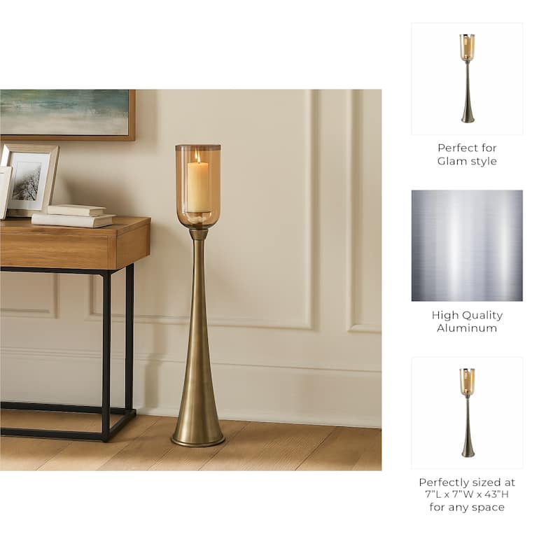 Modern Metal and Glass Floor Candle Stand for Pillar Candles