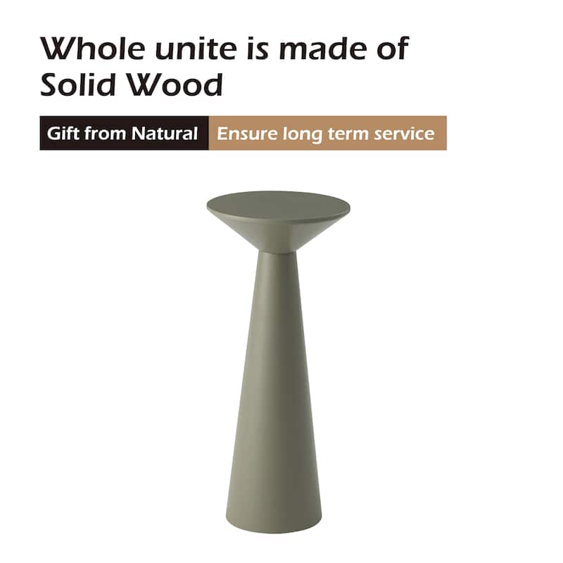 COZAYH Farmhouse Pedestal End Table, Round Martini Table Wood Plant Stand Rustic Small Drink Table for Living Room, Bedroom