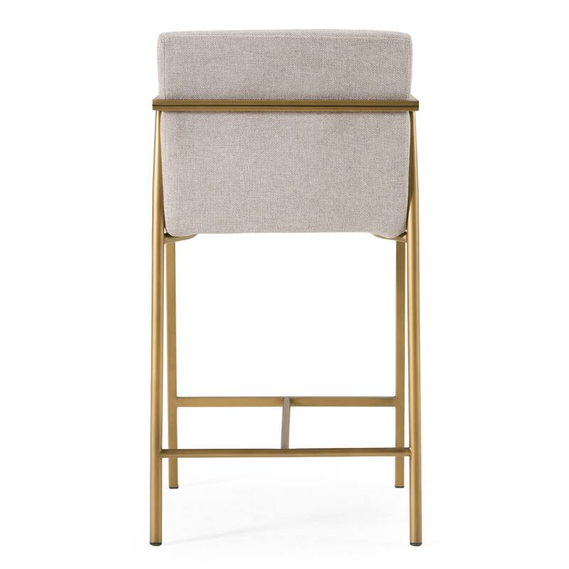 Modrest Burnham Contemporary Light Grey Fabric & Brass Counter Stool