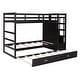 preview thumbnail 34 of 40, Twin Over Twin Bunk Bed with Trundle Bed, Staircase and 4 Storage Drawers, Solid Wood Bunk Beds with Stairs and Guardrail