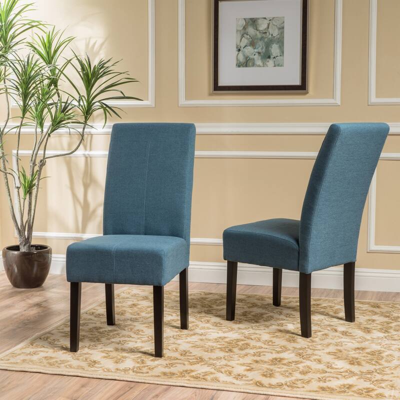 Modern Dining Chairs, Armless Upholstered Dining Chairs with T-Stitch Design, for Dining Rooms, Set of 2, Light Blue - Baby Blue
