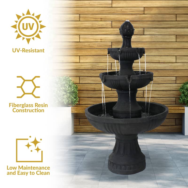 Sunnydaze Flower Blossom 3 Tiered Electric Fountain Lightweight - Choose Color