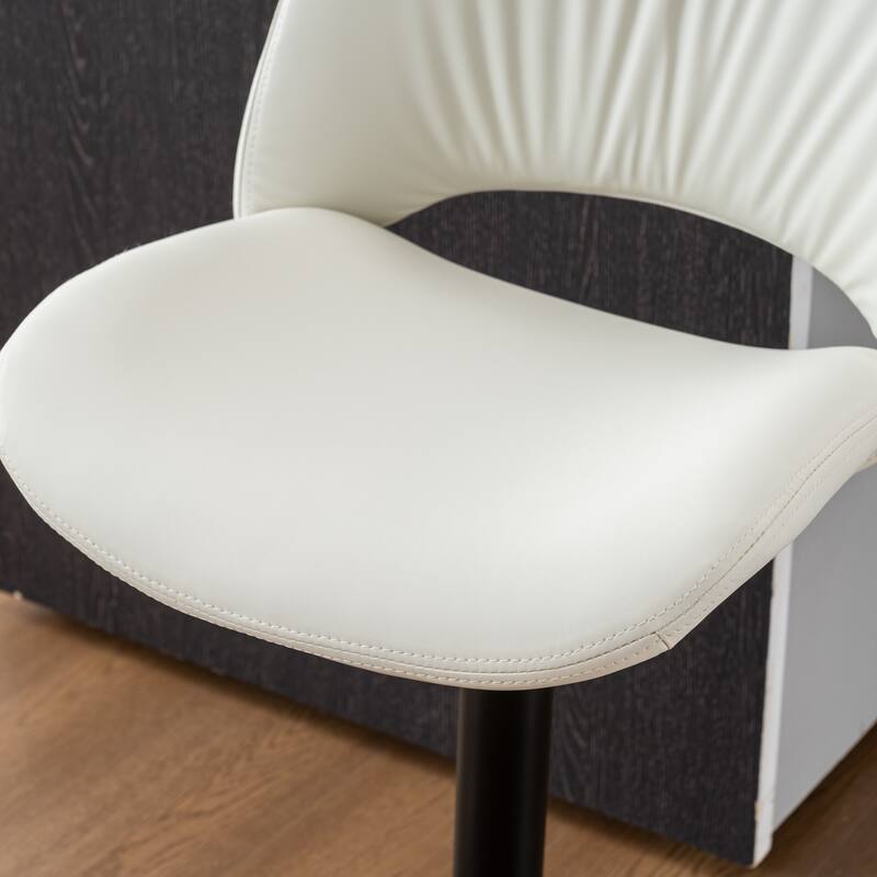 Faux Leather Upholstered Bar stools Set of 2 with Metal Footrest