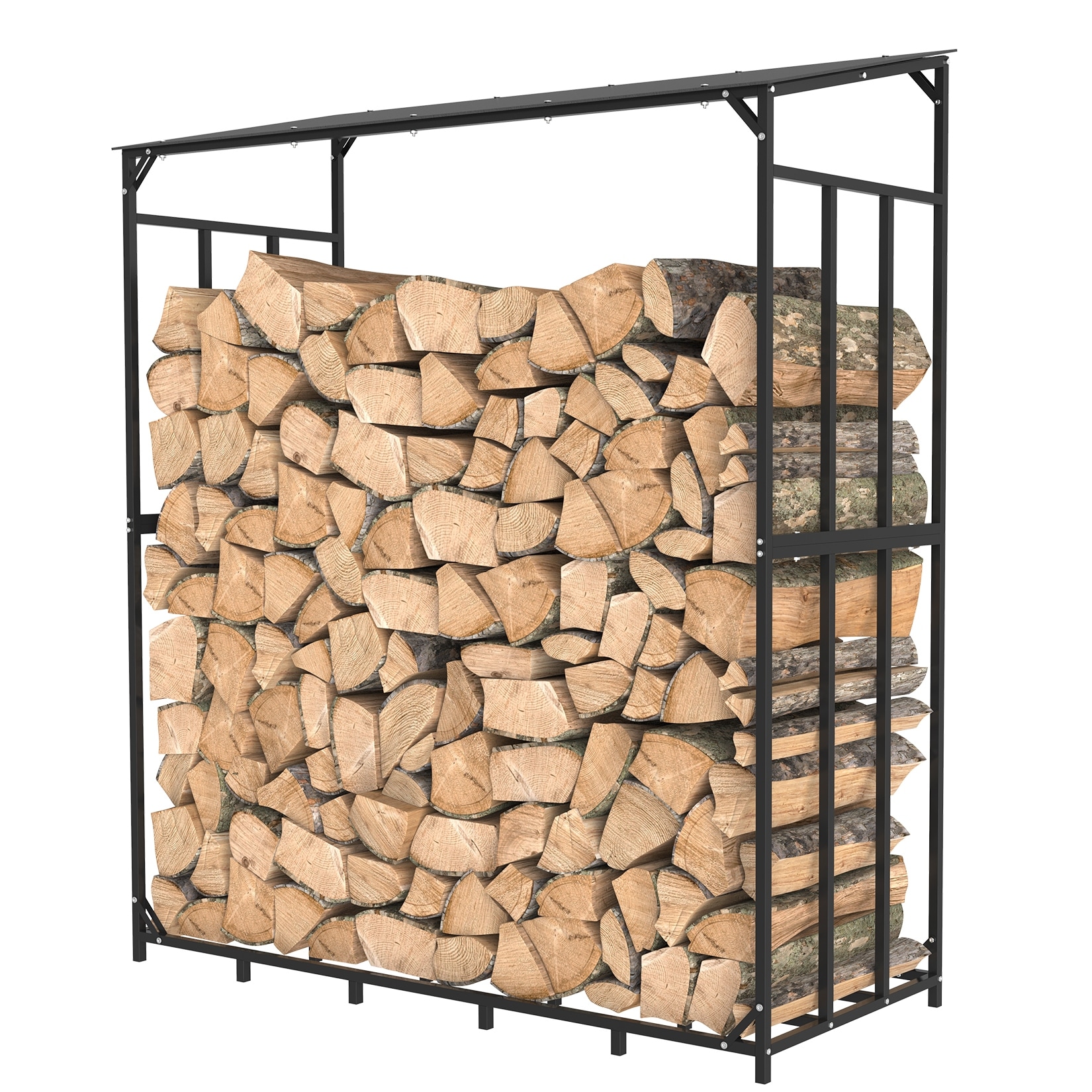 Jumbo 70x62in Outdoor Firewood Rack Log Holder Storage Shed with Waterproof  Roof