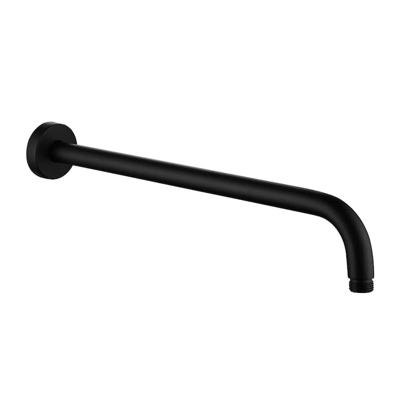 16 in. Round Wall Mount Standard Shower Arm and Flange - Matte Black