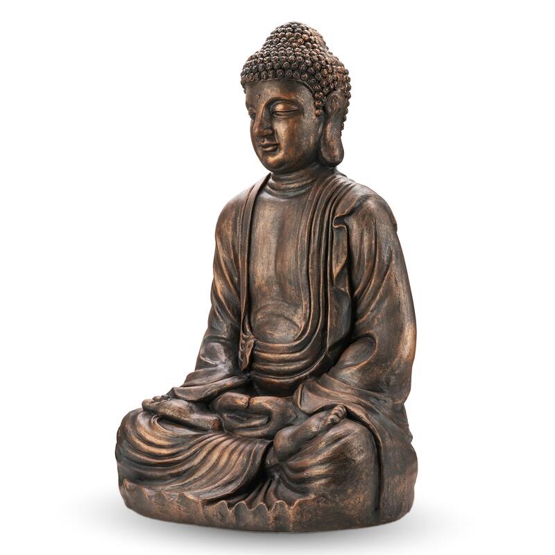 Glitzhome Zen-Style MgO Meditating Garden Buddha Statues Monk Sculpture Indoor Outdoor