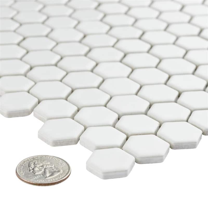 Merola Tile Colmena Hex Matte White 11-1/2" x 11-5/8" Porcelain Floor and Wall Tile