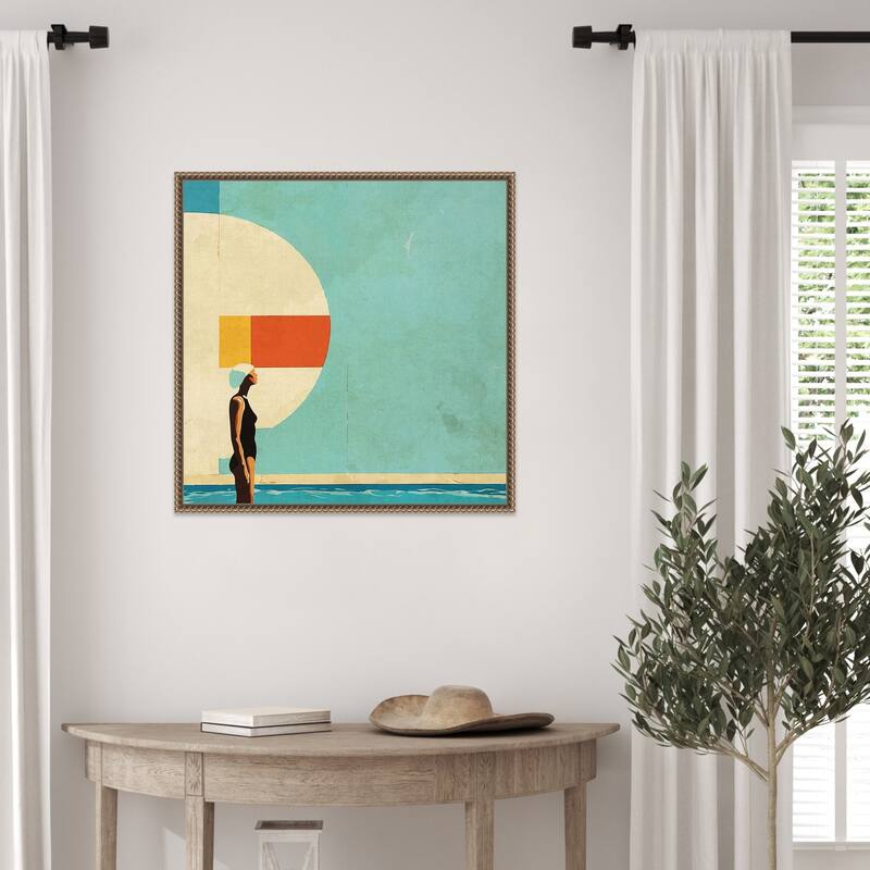 Mid Century Pool by Layla Oz Framed Canvas Wall Art Print