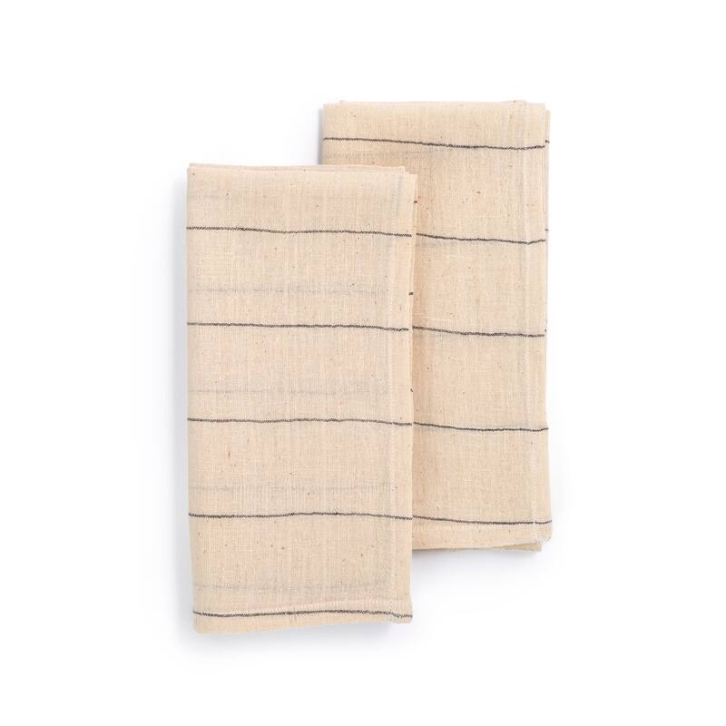BELIEVE Napkins by Sustainable Threads | Handmade | 100% Cotton | Fair Trade | Eco-Dyed | 20"x20" (Set of 2) -  Set of 2, 20"x20" by Sustainable Threads|Black