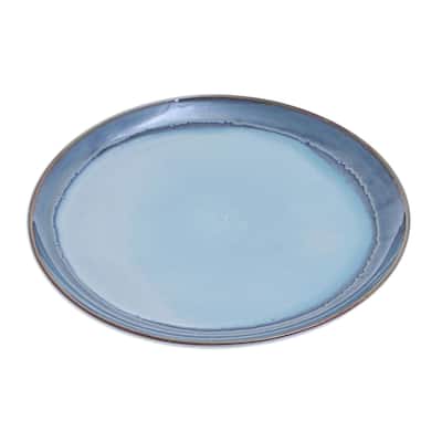 Novica Handmade Blue Crush Ceramic Dinner Plate