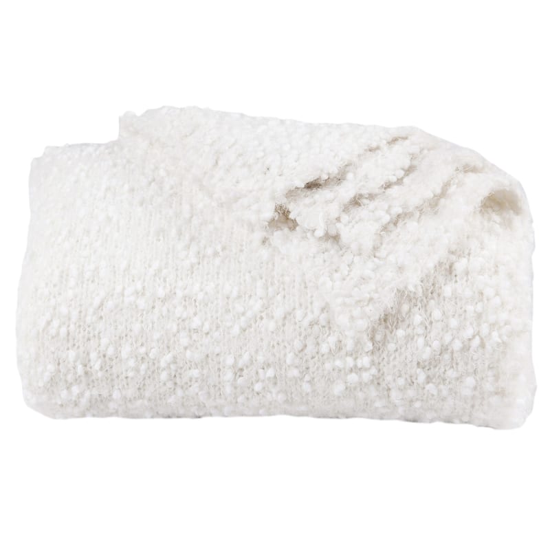 HiEnd Accents Pebble Creek Nubby Knit Super Soft Throw Blanket, 50" x 60" - White