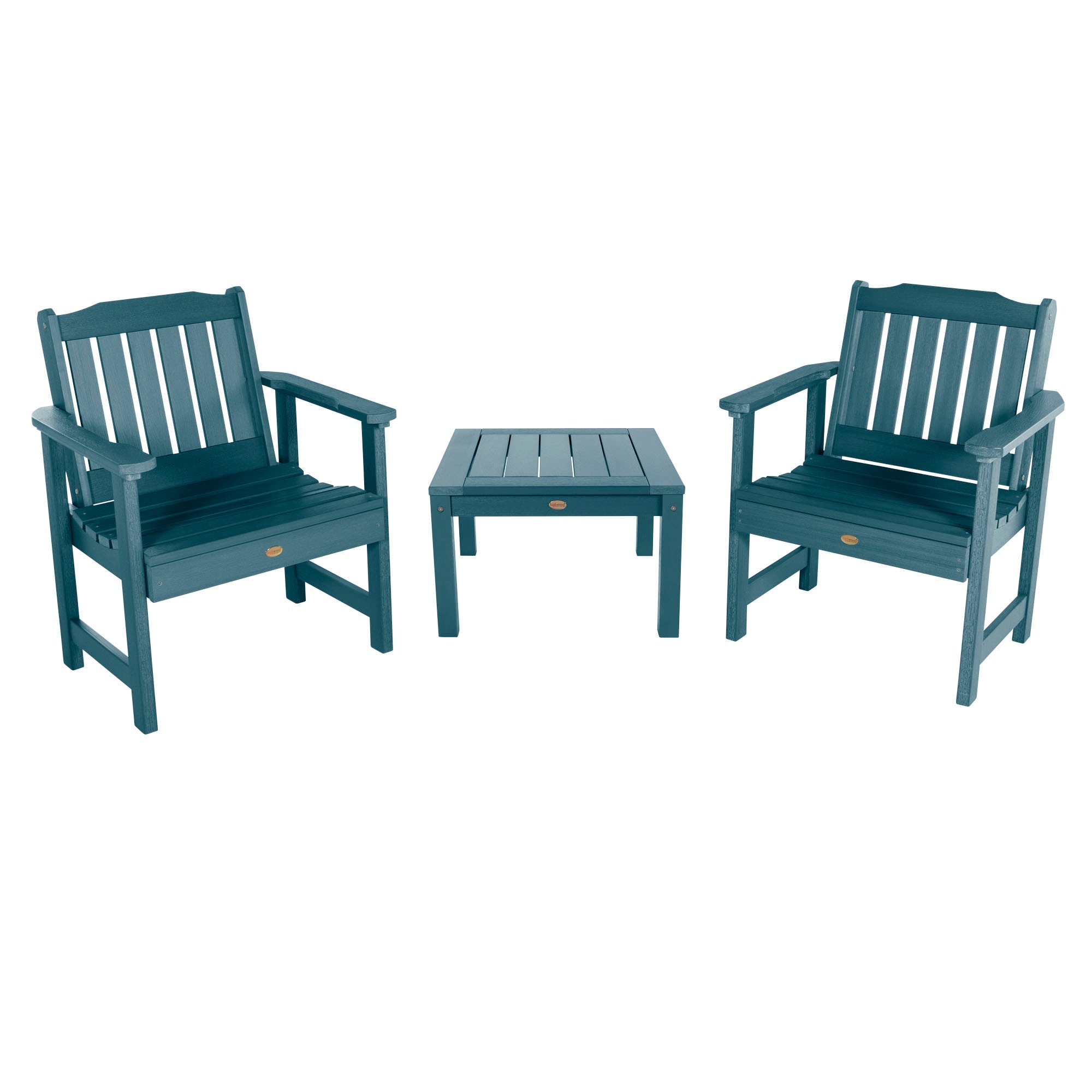 2 Highwood Lehigh Garden Chairs with 1 Square Side Table - Bed