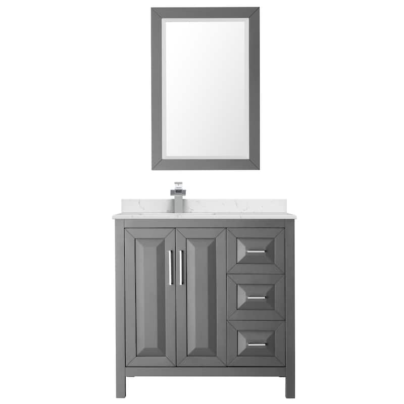 Daria 36-inch Single Vanity, Cultured Marble Top, 24-inch Mirror