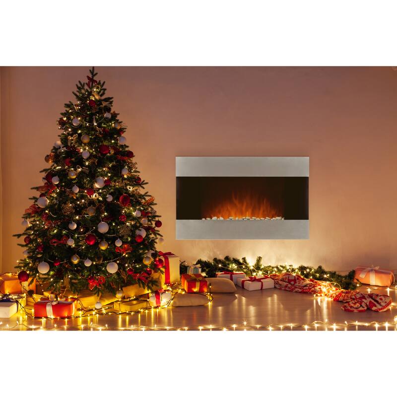 Hastings Home 36-Inch Stainless Electric Fireplace