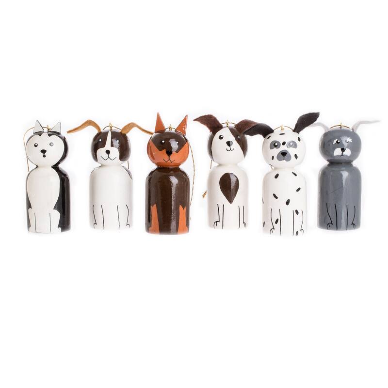 Novica Handmade Loyal Friends Reclaimed Wood Ornaments (Set Of 6)