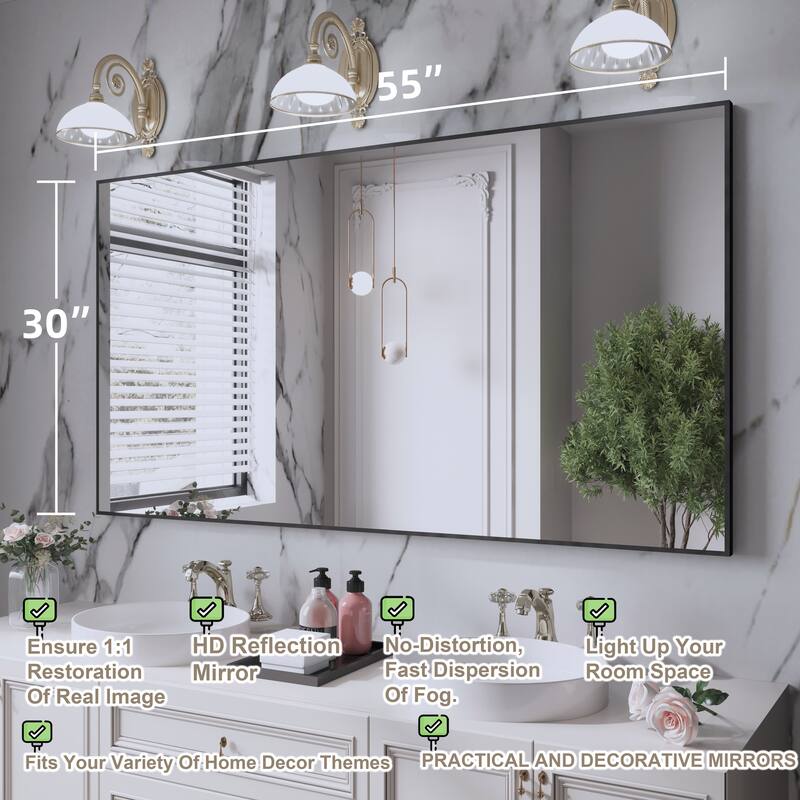 QuivaraView Wall Mounted Aluminum Frame Bathroom Vanity Mirror