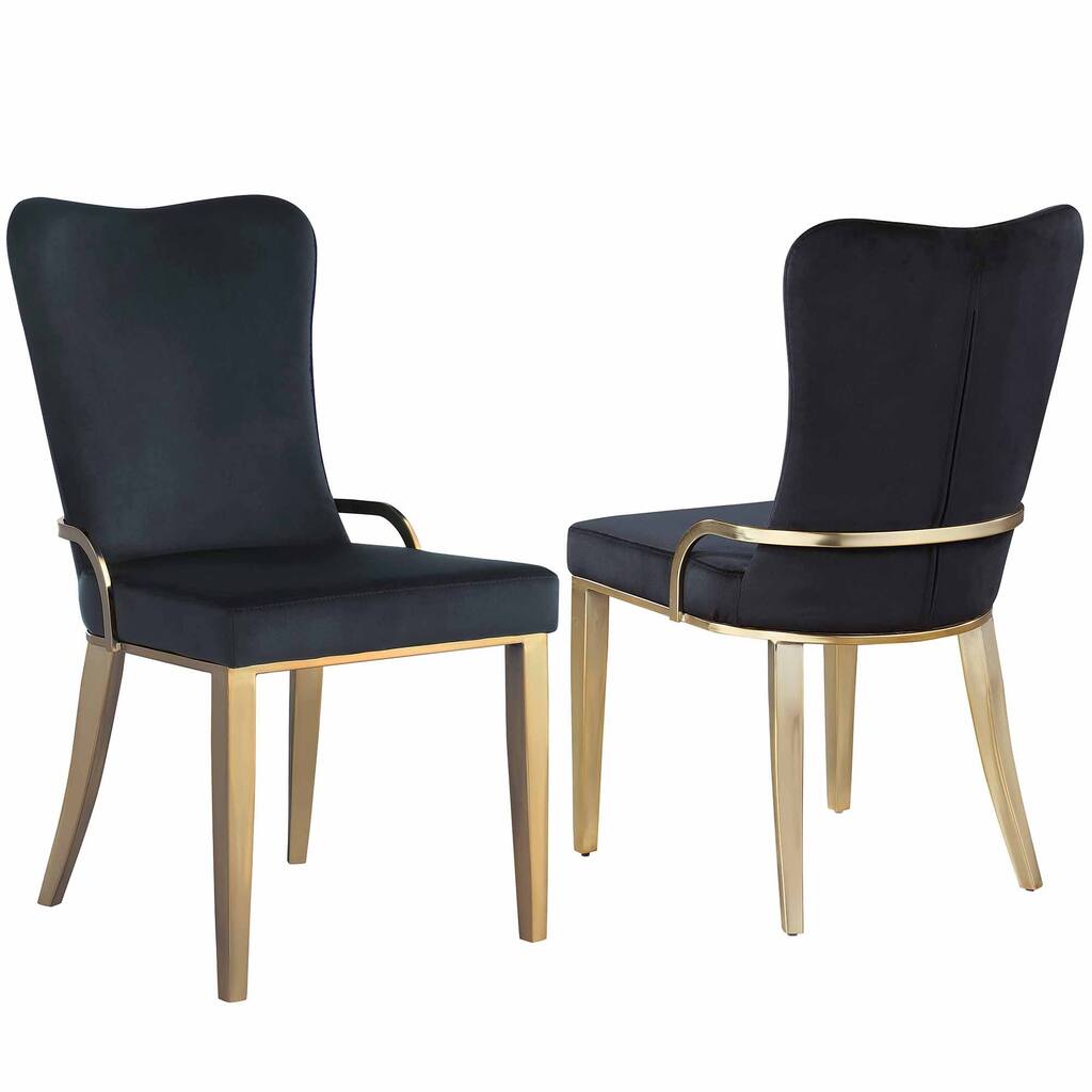 Somette Ridley Black Side Chair with Golden Legs, Set of 2