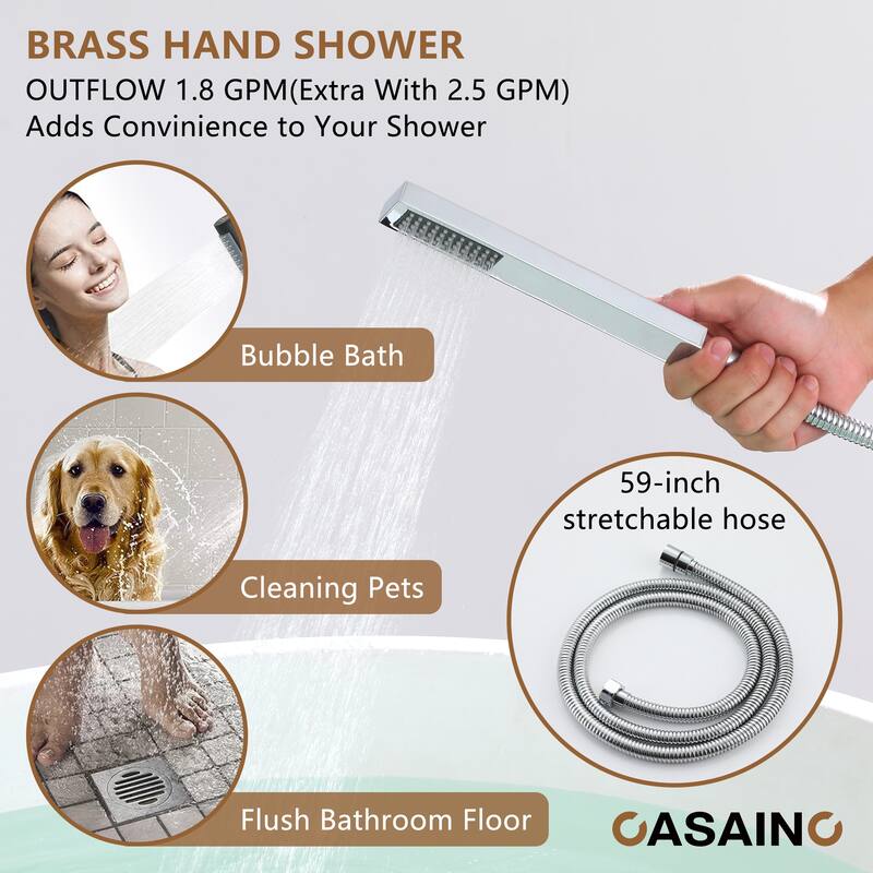 CASAINC Single-Handle Freestanding Floor-Mount Roman Tub Faucet Bathtub Filler with Hand Shower