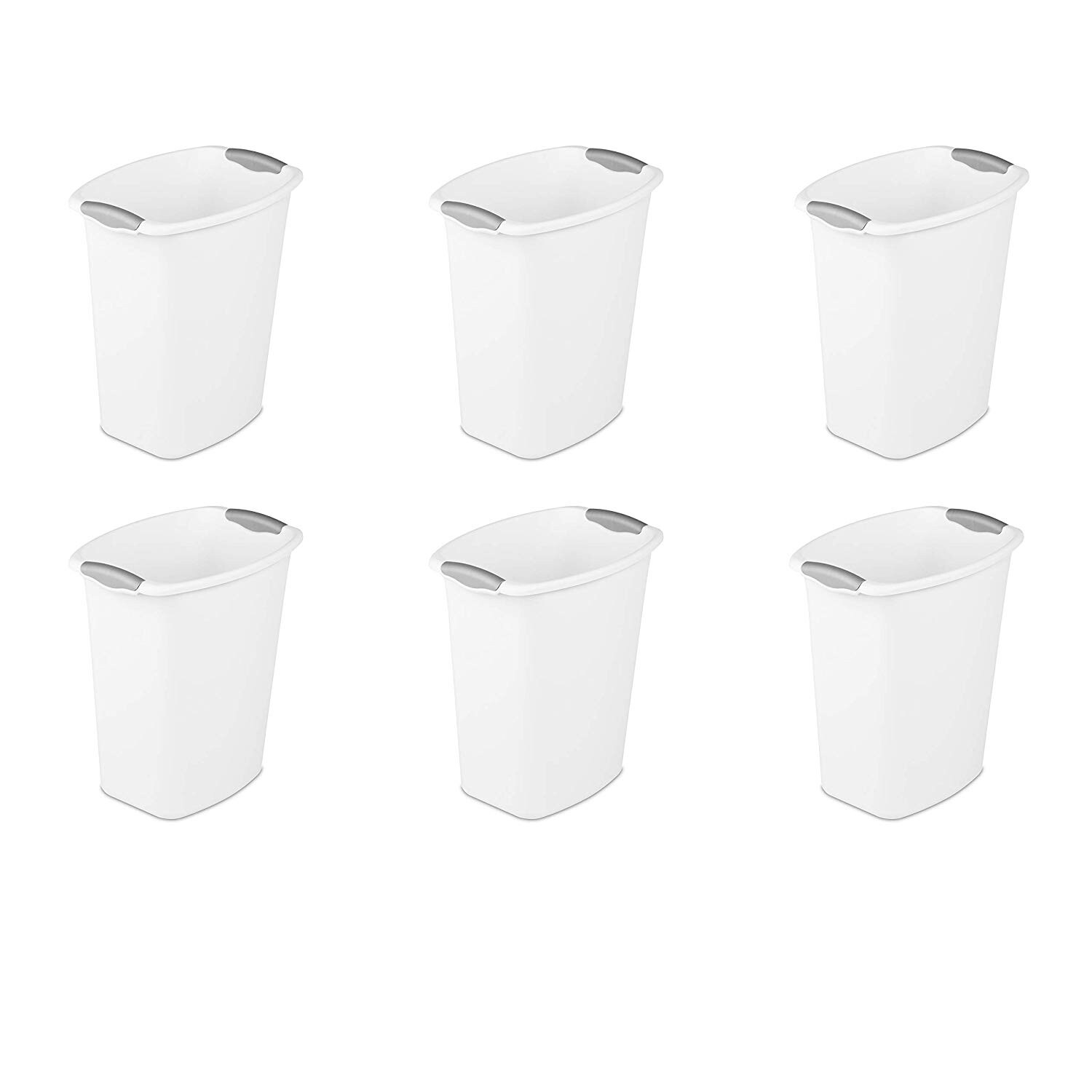 Black 6 Pack Sterilite 10539006 10 Gallon Ultra Plastic Wastebasket Trash Can 