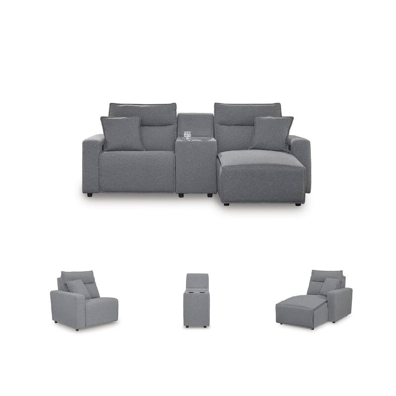 Signature Design by Ashley Modmax Gray 3-Piece Power Reclining Sectional with Chaise - 100" W x 63" D x 41" H