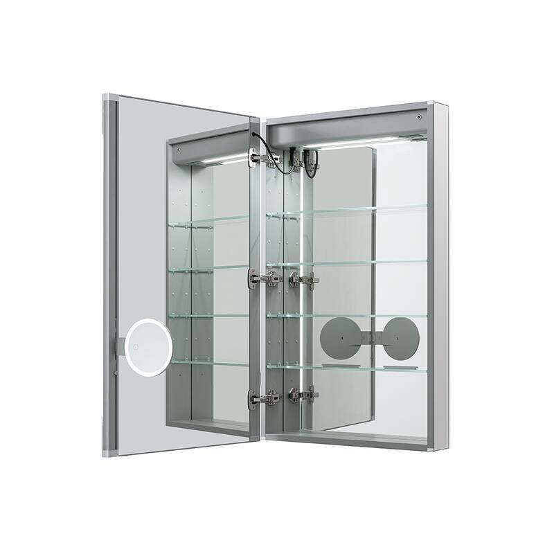 Medicine Cabinet With Light 20W x 32H x 5D Left Hinge - 20"x32"/Left-Hinge - Clear - 20"x32"/Left-Hinge - Crystal Finish