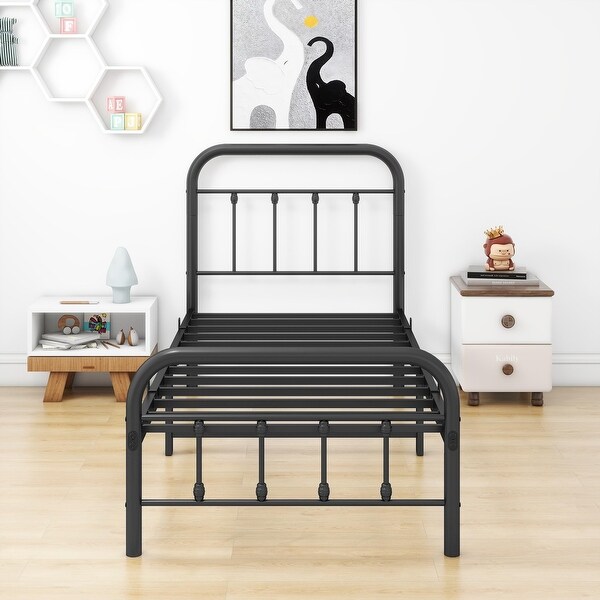 Metal Twin Bed Frame with Vintage Headboard and Footboard Metal Twin Bed Frame with Vintage Headboard and Footboard