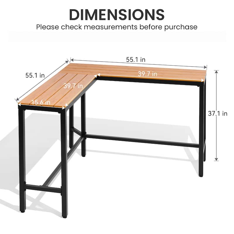 Crestlive Products Patio Outdoor Bar Table Rectangle Pub Table
