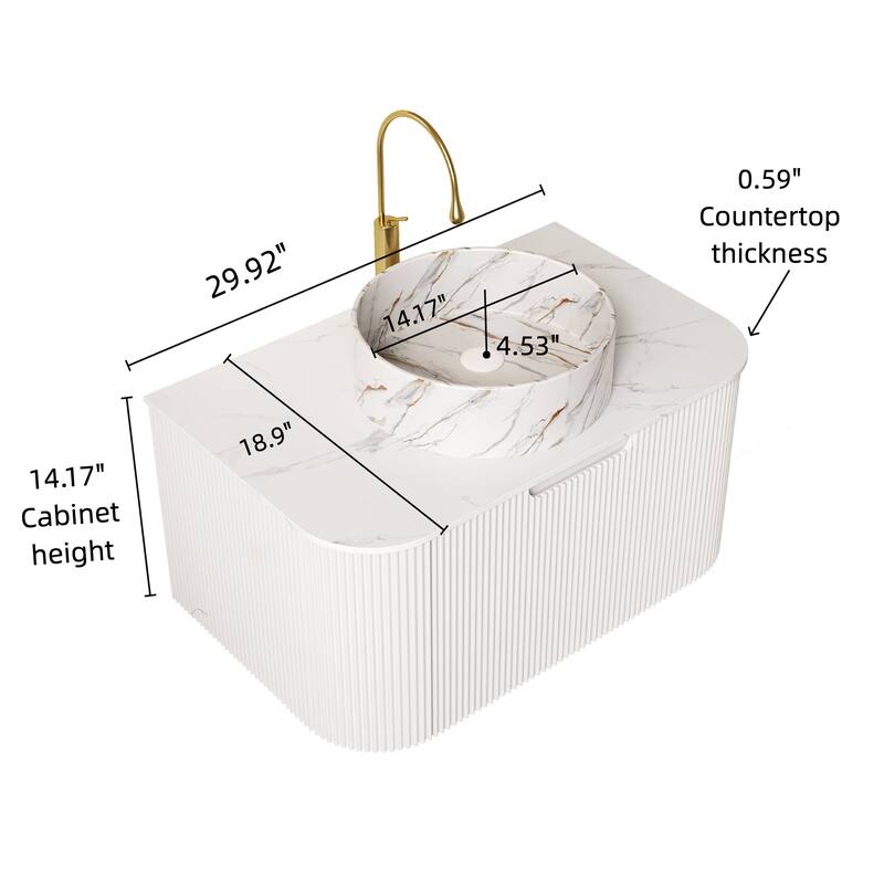 Wall-Mounted Floating Bathroom Vanity with Sink