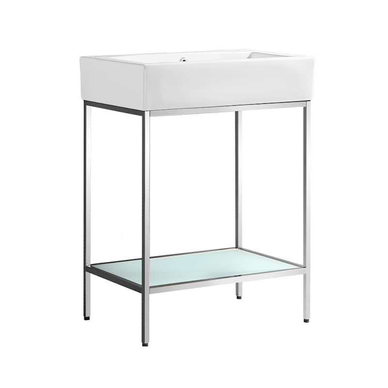 Swiss Madison Louis 24" Open Shelf Chrome Frame Freestanding Bathroom Vanity with Sink Top