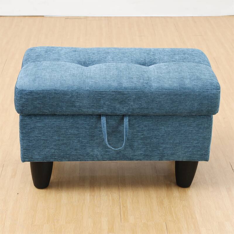 KISRAIS 28.5" Wide Upholstered Storage Ottoman