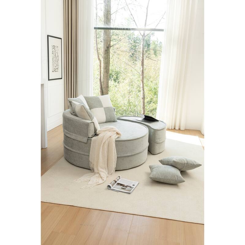 Comfortable Oversized Velvet Armchair with Ottoman and Multiple Pillows for Various Rooms