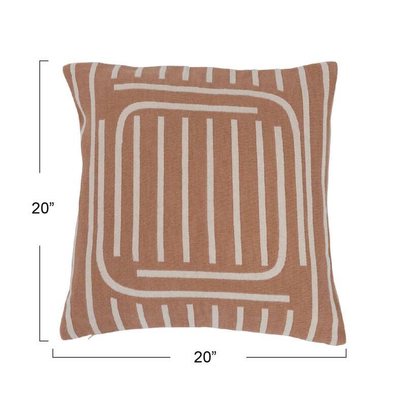 Woven Cotton Reversible Pillow with Lines